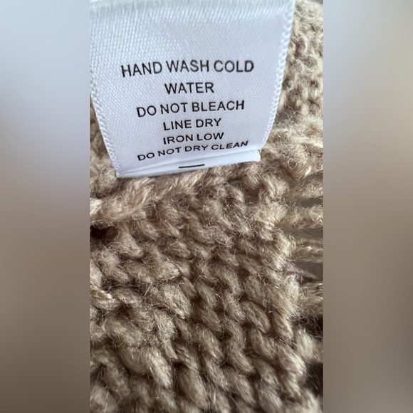 FAVLUX Tan Cowl Neck Cropped Sweater with Diamond Knit - Picture 8 of 8